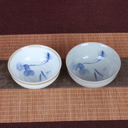 釉下彩手绘青花金钟碗陶瓷饭碗中国风R写意田园古典餐具