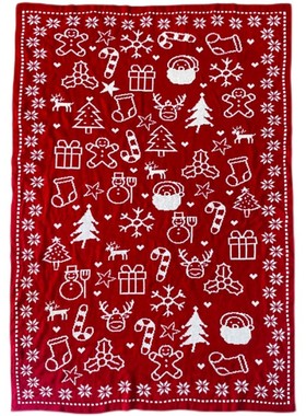 圣诞毛毯b红色毛线装饰毯子沙发毯盖毯办公室午睡毯披肩午休毯礼
