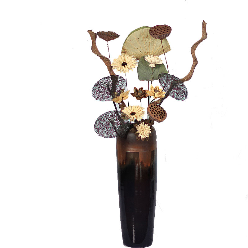 中式干花装饰摆件过江龙t莲蓬荷花荷叶客厅落地花束花瓶摆设插花