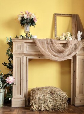 壁炉装饰柜法式复j古白色婚礼摆架展示民宿家用客厅玄关隔断台实