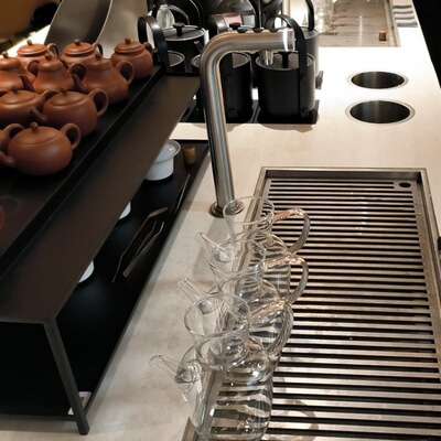 云琳茶具铁艺层架新中式茶馆吧台茶壶紫砂壶收纳双层壶架teastone