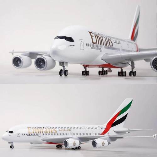 超大客机1:16046cmA380Emirates阿联酋带灯航空仿真飞机模型