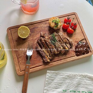 沙比利牛扒板西面餐包板板排托盘板烤盘比萨饼牛长方形橡木披萨板
