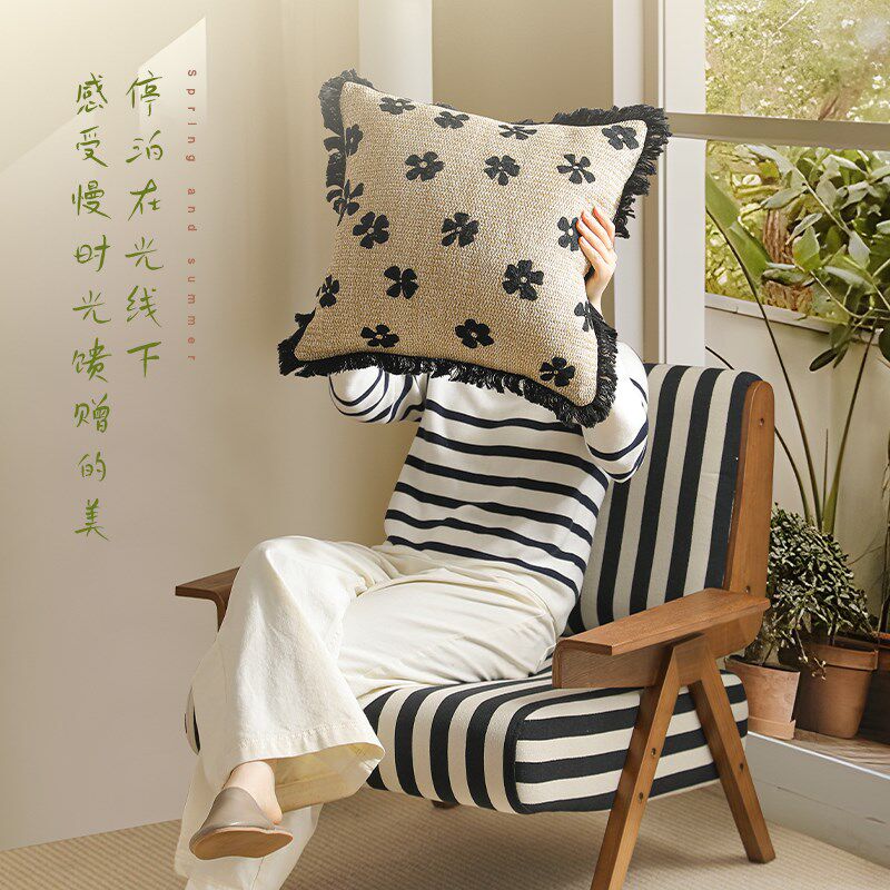 沙发抱枕客厅飘窗装饰靠垫轻奢高级感编织靠垫床头靠枕套靠背垫