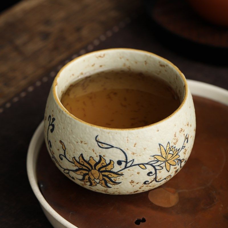 陶瓷青花火石红茶杯主人杯高档陶瓷茶杯单杯个人专用大容量品茗杯