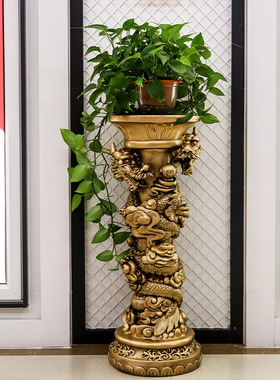 罗马柱摆件落地欧式客厅装饰大型奢华电视柜旁边摆设花架玄关