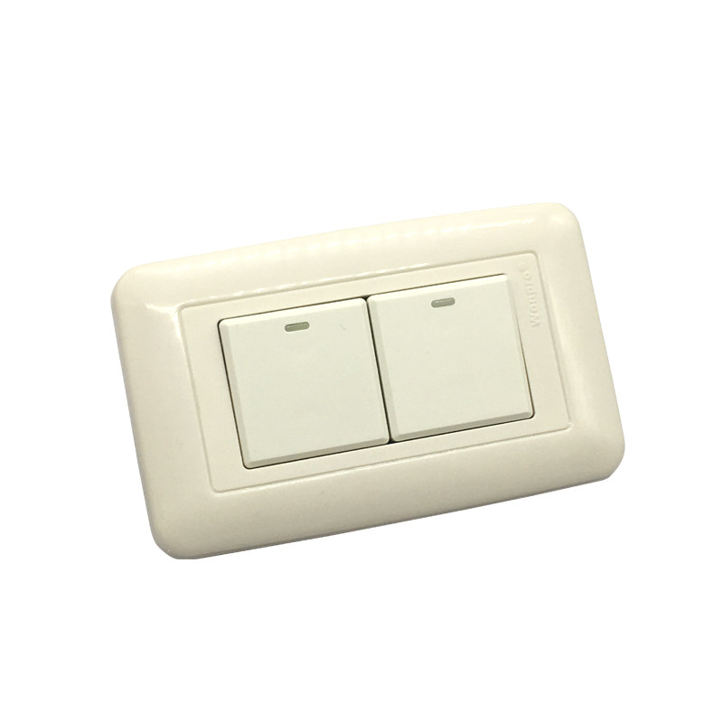 两位大板开关120型开关面板单控双开关翘板开关夜光16A250V明装暗