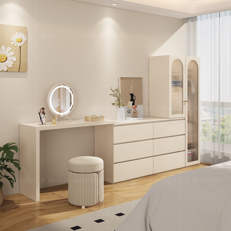 卧室落地挂衣架转角梳妆台衣帽柜一体简约床尾衣柜斗柜衣帽架一体