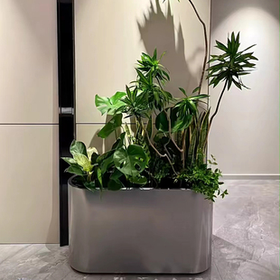 家用不锈钢花盆 长条形花盆 椭圆形花器 装饰简约金属花钵大花缸