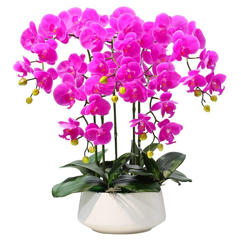 花与梦大盆PU手感蝴蝶兰仿真花艺摆件客厅茶几电视柜摆设假花装饰