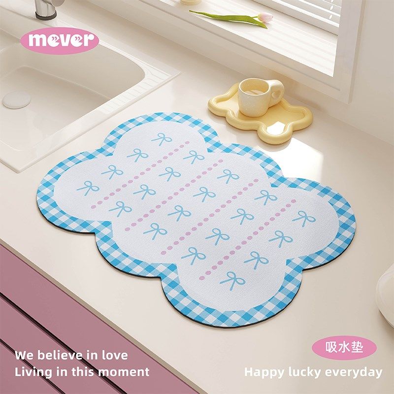 mever韩式硅藻泥厨房台面吸水餐垫咖啡机吧台碗盘茶杯沥水垫桌垫