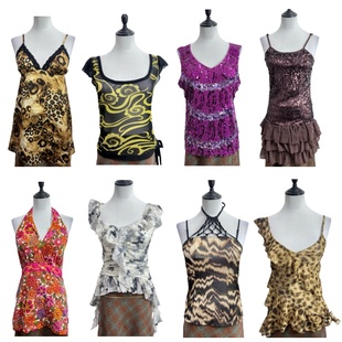 vintage古着X9嬉皮印花吊带背心女海淘外穿内搭辣妹性感美背上衣