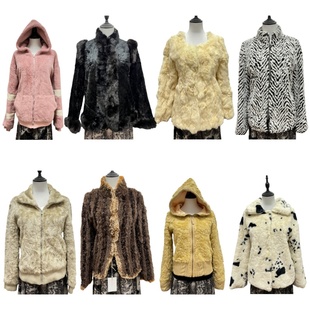 古着vintageD13日制兔毛皮草女辣妹亚比高级感冬季 保暖外套短款