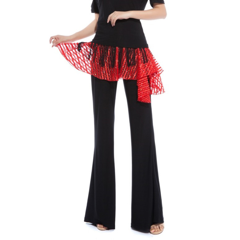 2019新款舞蹈服广场舞裤子女长裤裙裤春夏拉丁舞表演练习服喇叭裤