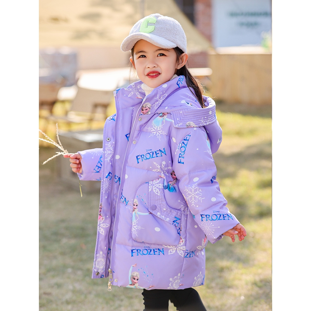 鸭鸭正品2025新款儿童加厚羽绒服女童中长款洋气中小童装冬季外套