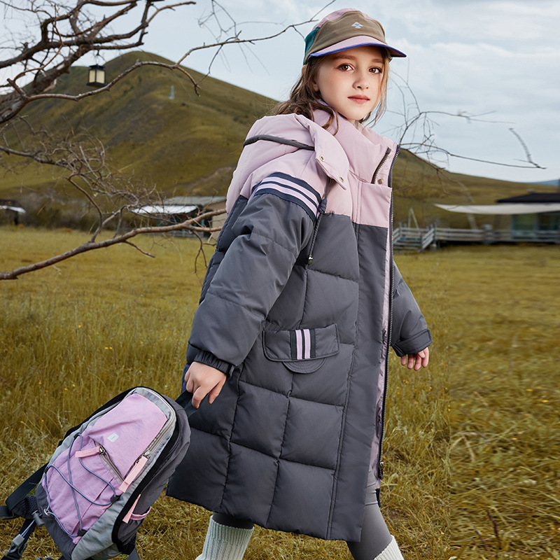 鸭鸭儿童羽绒服女童中长款2025新款女孩中大童保暖加厚童装冬外套