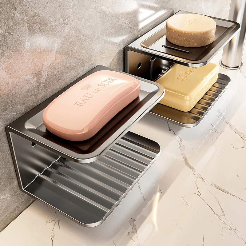 浴室肥皂盒壁挂沥水置物架t2024年新款家用卫生间免打孔双层香皂