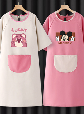 半袖罩衣女夏季围裙餐饮专用防水防油网红同款定制Rlogo印字工作