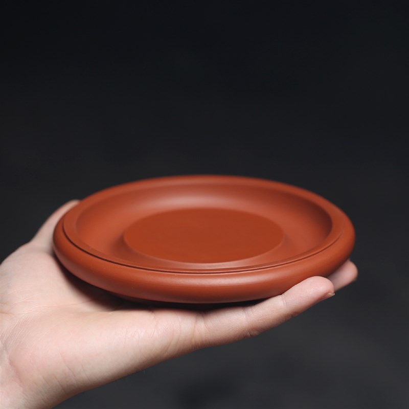 纯手工潮州原矿朱泥壶垫壶承章林浩手拉厚重圆形隔热W工夫茶壶茶