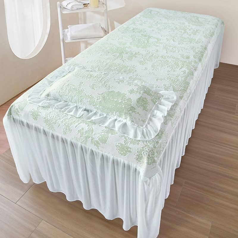 新款美容院凉席高级n感美容床罩夏季按摩床凉席带洞口凉感丝高档