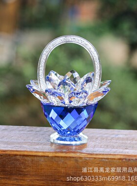 蓝色小花蓝水晶花卉摆件创意工艺品礼品桌面室内客厅装饰摆件货源