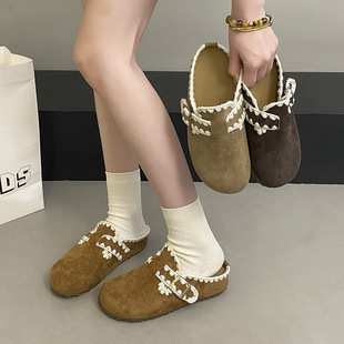 女2025秋季 勃肯鞋 新款 皮带扣时尚 外穿包头半拖鞋 厚底一脚蹬懒人鞋