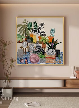 北欧抽象植物酒店民宿餐厅卧室装饰画现代客厅玄关过道背景墙挂画