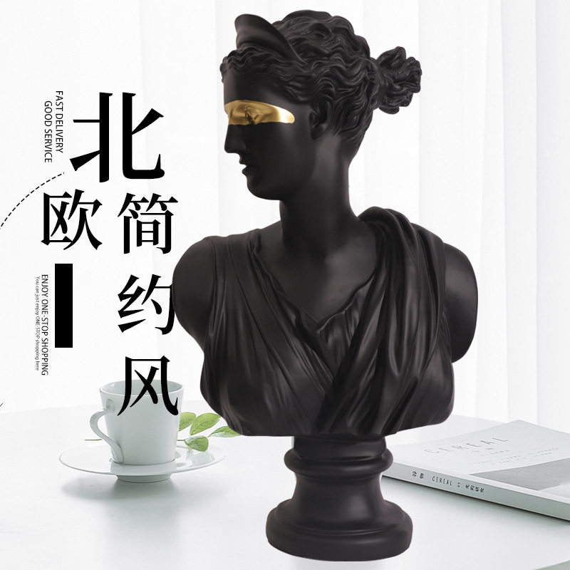 美式乡村北欧树脂工艺品装饰摆件大号大卫人物头像雕像家居摆设品