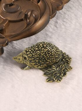 跨境仿古玩古董做旧刺猬黄铜摆件创意小刺猬丛桌宠摆设收藏工艺品