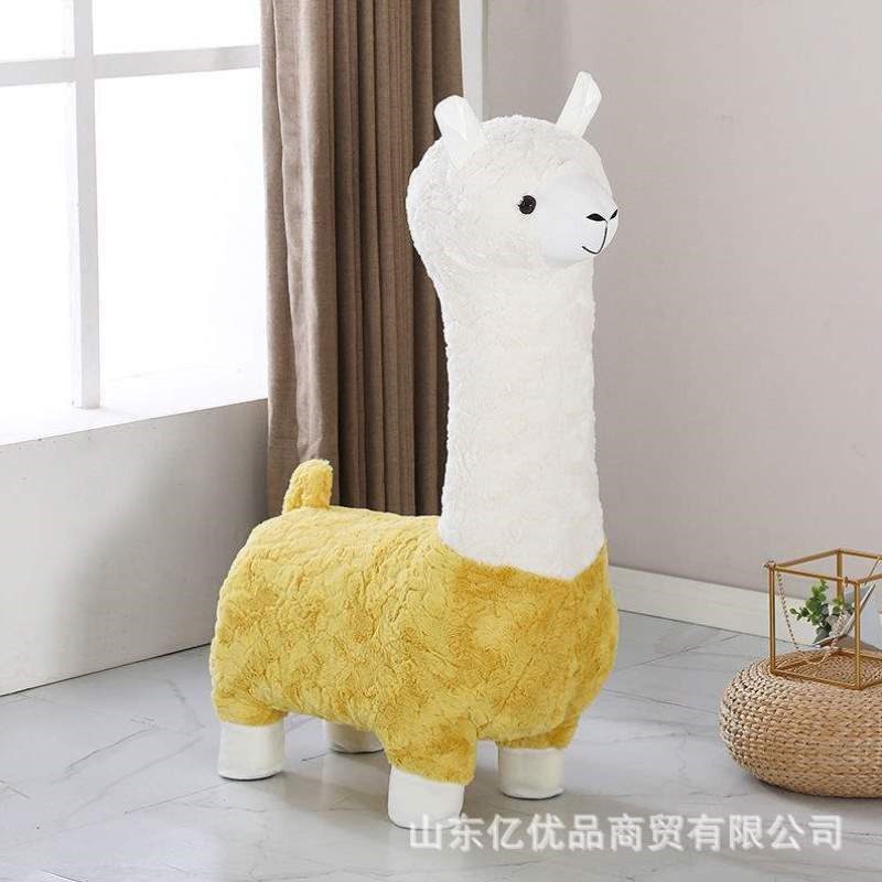 摆件落地礼品新居创m意羊驼凳子米语音乔迁网红滑轮座椅.客厅1.2