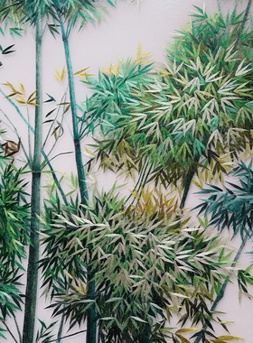 玄关现简代约风景中式客厅纯绣工刺手苏绣成品挂画竹报平安装饰画