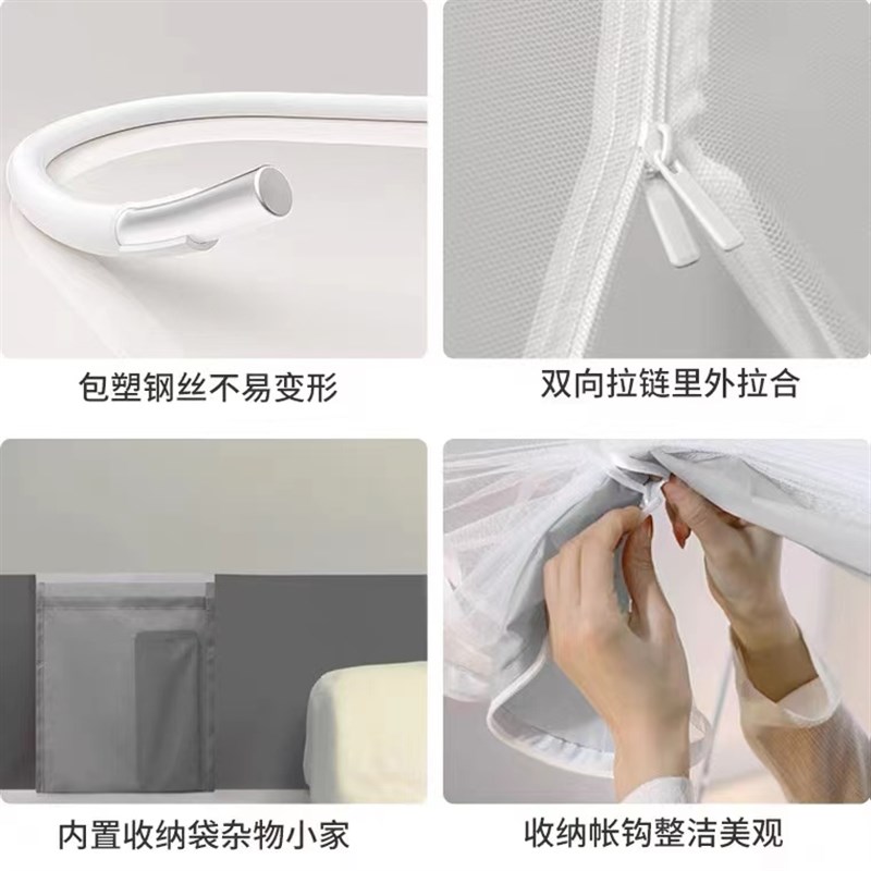 防尘顶蚊帐加密防蚊可挂风扇1.5*1.9*1.4米蒙古包免安装回底半底