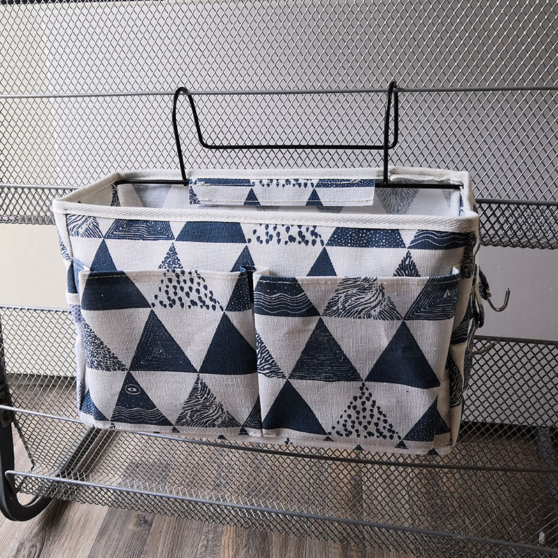 爱天蓝布艺收纳挂篮宿舍床头置物架 卧室寝室上铺床边壁挂收纳架