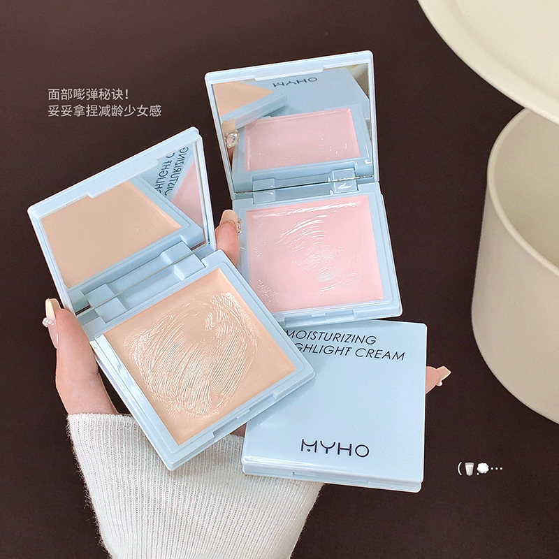 MYHO纯欲嘭润奶油高光霜面部自然提亮修容腮红遮瑕一体多用高光膏