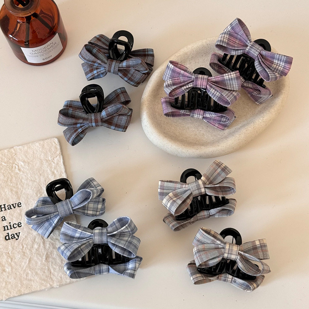 韩版新款学院风格子蝴蝶结公主抓夹气质格纹鸭嘴发夹后脑勺发卡女,饰品/流行首饰/时尚饰品新,民族风发饰,淘宝优惠券,粉丝福利购,淘宝优惠卷