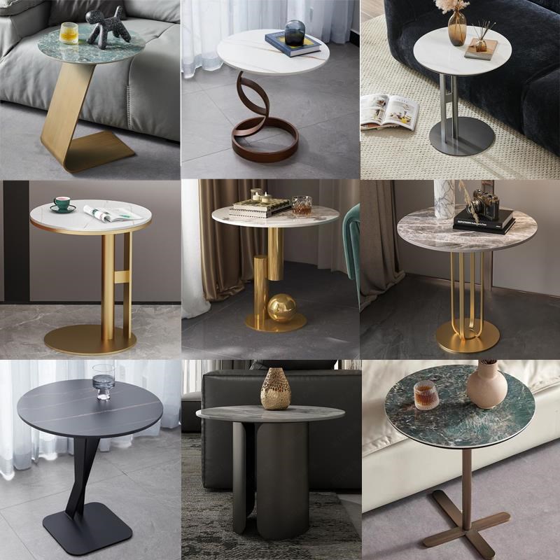 轻奢不锈钢边几支架大理石碳素A钢桌腿岩板角几脚金属茶几组合底