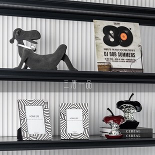 高级感客厅电视柜壁龛摆件轻奢样板间黑胶片室内软装设计师装饰品