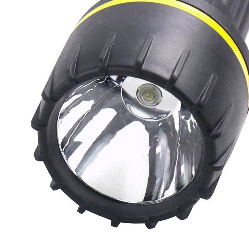 山峰LED强光防水防摔防爆手电筒装2节一号电池照明家用老式干电池