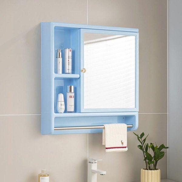 挂墙式镜子浴室柜组合收纳置物镜箱卫生间简约塑料壁挂储物镜柜