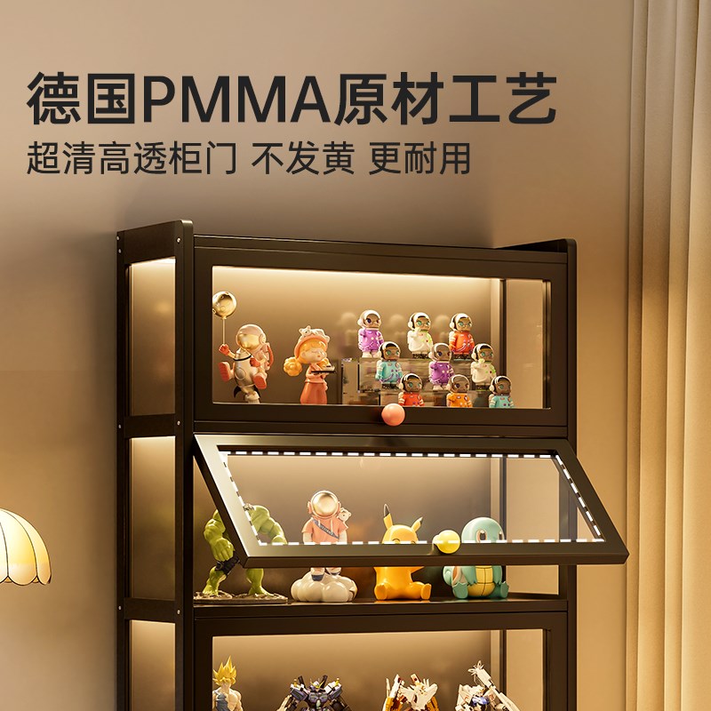 展示柜带锁带灯亚克力透明手办柜样品展示防尘玻璃门货架展示柜子