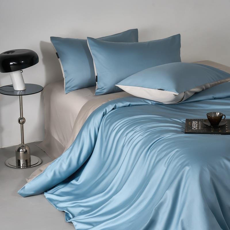 高级A类100支长绒棉全棉四件套五星级酒店专用纯棉拼色被套三件套