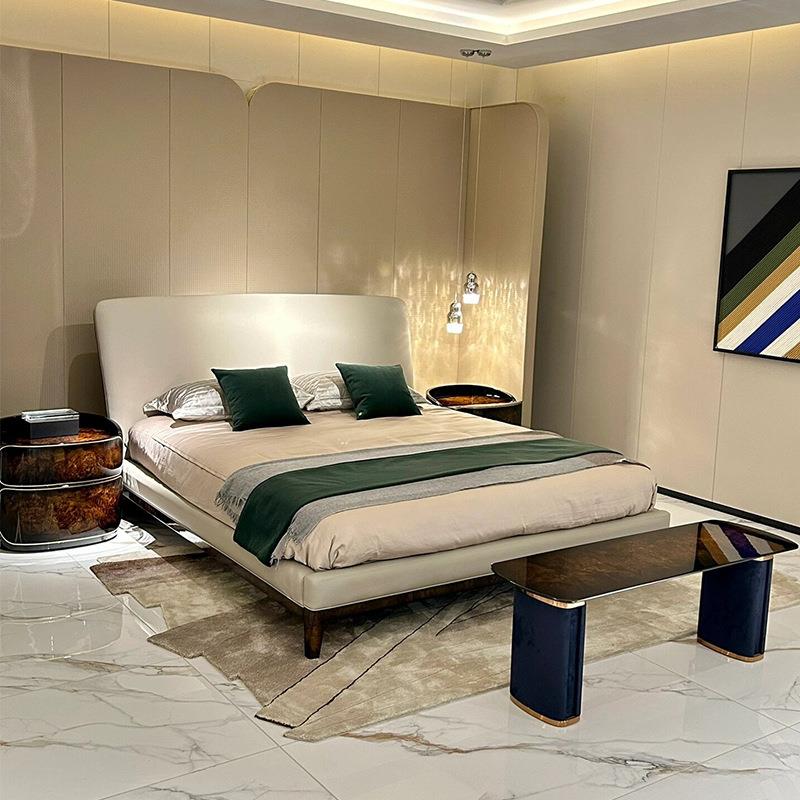 【Bentley真皮床】意式轻奢实木双人床 豪宅别墅高档主卧宾利家具