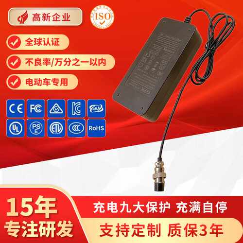 欧美现货48V2A3AULCE电动车充电器54.6v2a平衡车智能电瓶充电器