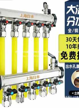 分水器日丰地暖分集水器全套家用大流量全铜加厚4分一整套默认项