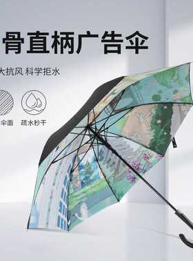 遮阳伞新款8骨长柄伞23寸双层创意广告伞加logo防晒抗风晴雨伞