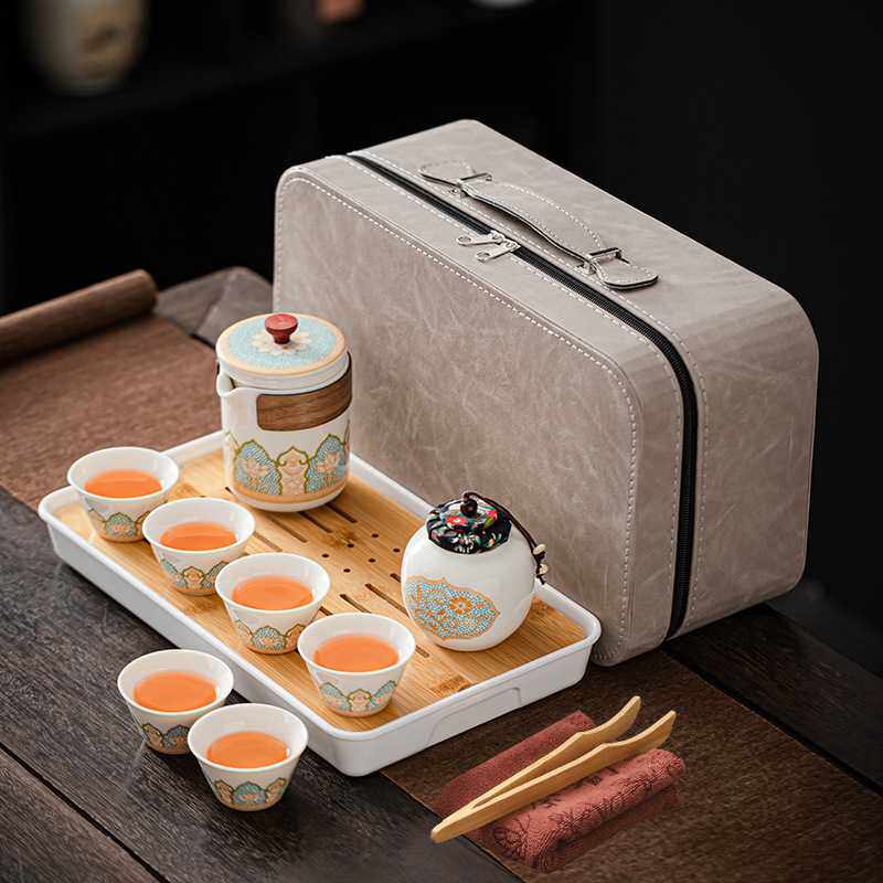茶具套装旅行功夫茶具套装户外简约便携包一壶六杯办公旅游泡茶