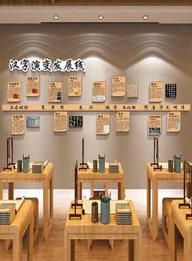 图书馆汉字演变发展线文化墙贴书法培训班教室布置墙面装饰贴纸画