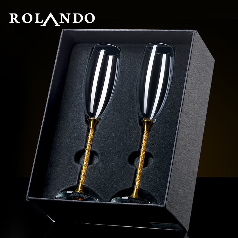 家用水晶玻璃起泡酒杯香槟杯创意高脚杯鸡尾酒杯子礼盒套装一对