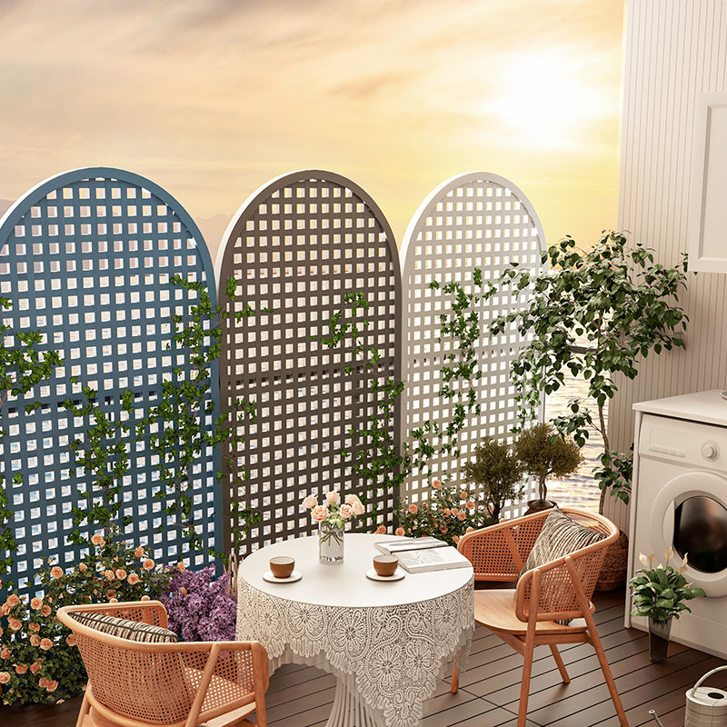 防腐木网格爬藤架阳台实木白色栅栏墙壁花架壁挂墙面植物月季爬墙
