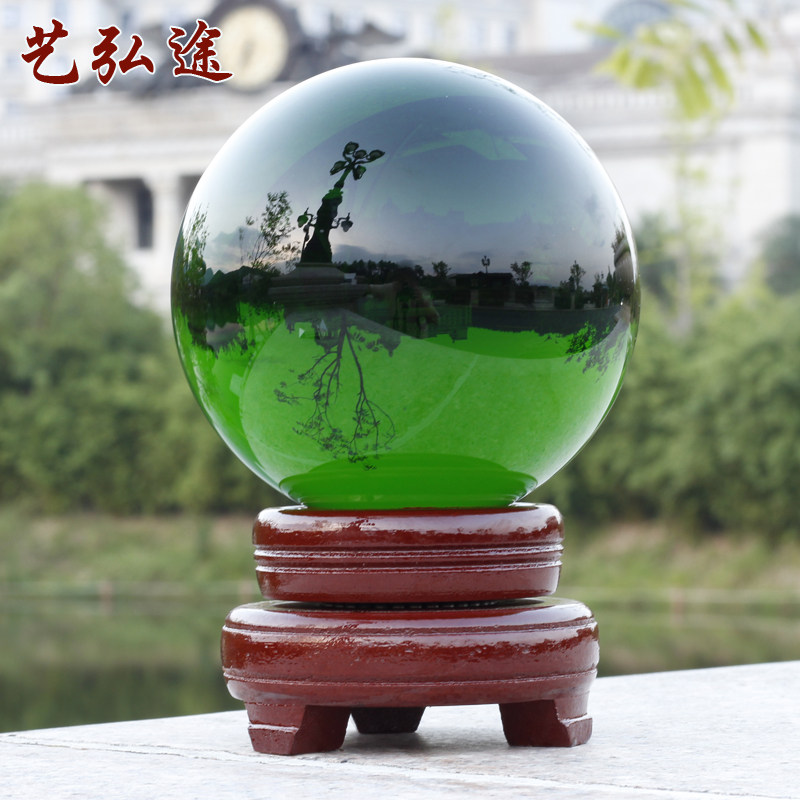 绿色水晶球珍藏饰品绿幽灵门店客厅隔断玄关摆放办公桌家居摆件